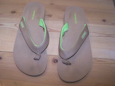 Cuda s Women s Del Ray Tan & Lime Wedge Sandal Flip Flops Size 9         AA2