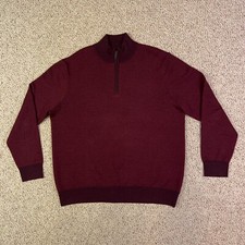 UNTUCKit Sweater Mens Large Red Merino Wool Quarter Zip Long Sleeve Pullover