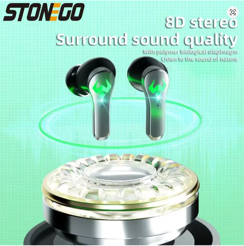 STONEGO Bluetooth Earphones Super Bass Earbuds Wireless Gaming Long Battery - Zdjęcie 3 z 3