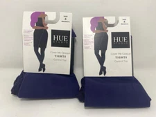 (2 Pack)Hue Studio Women's 90D Opaque Control Top Tights-Blackberry (Size 4)