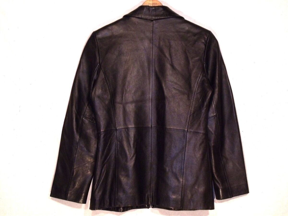 JLC New York fitted lined black soft leather zip jacket JLC New York fitted lined black soft leather zip jacket
