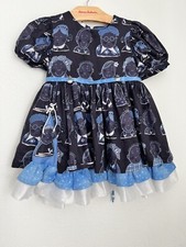 Kush USA Girls Blue Faces People Ruffled Dress Size 3 Toddler Whimsical