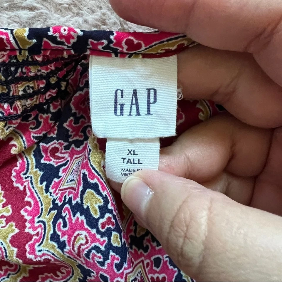 GAP Boho Print Long Sleeve Blouse Women’s Size XL Tall - Image 2 of 4