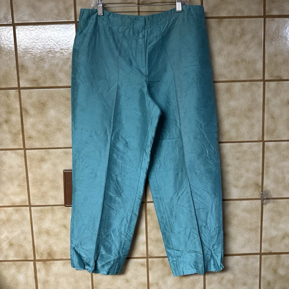 Pantalones Cortos Ann Taylor Loft Turquesa Seda, Forrados, Athliesure Informales Boho, Talla 10 Foto 2 de 4