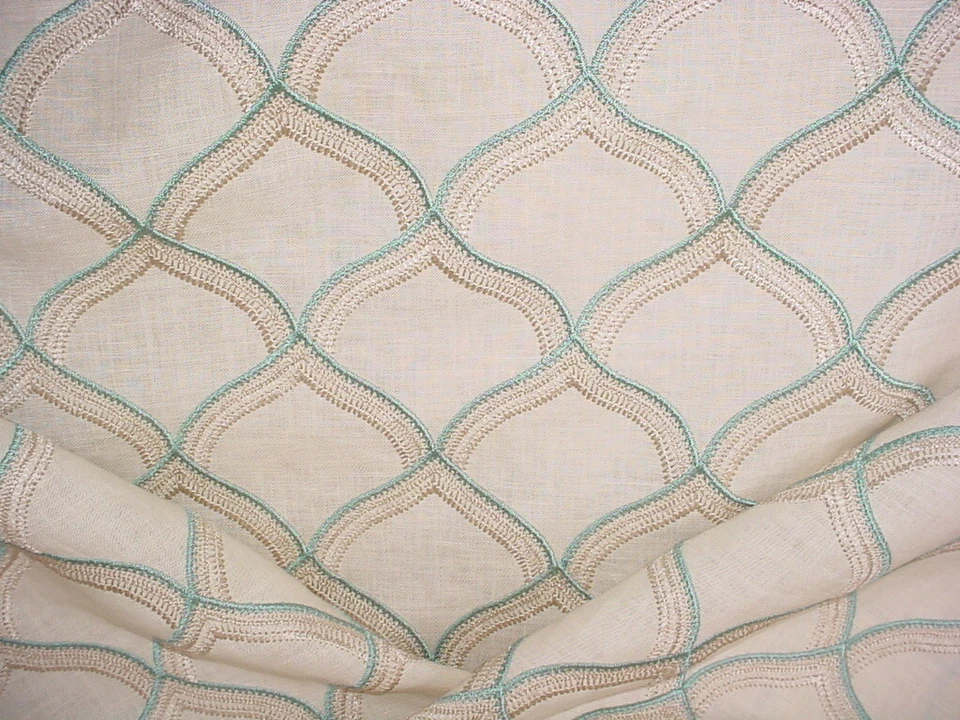 Tela de tapicería de celosía española turquesa pichola Scalamandre ZS 000292 4-3/4Y Foto 2 de 4