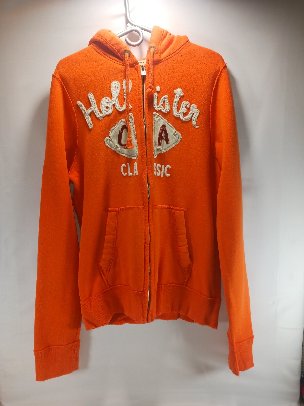 Hollister Y2K Vintage Full-Zip Hoodie Men's XL Orange Surfer Beach Distress -G-