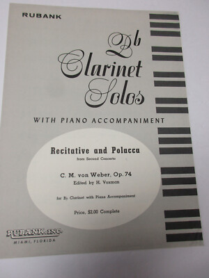 C M von Weber Recitative & Polacca from 2nd Concerto Clarinet Piano Sheet Music