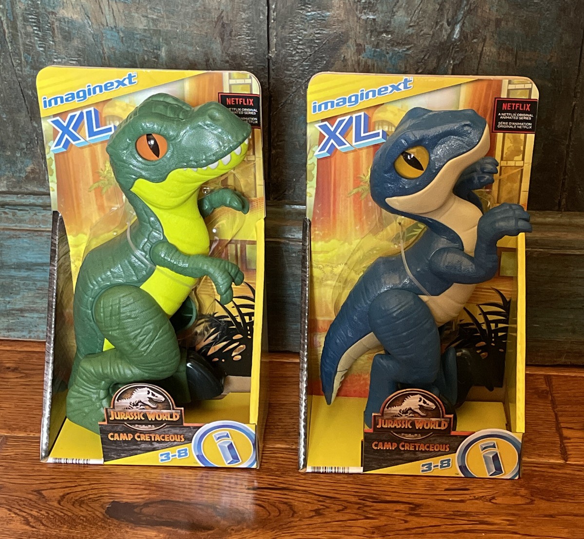 Imaginext XL Jurassic World Camp Cretaceous Raptor and T-Rex