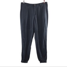 Logo Lori Goldstein Gray Chino Ankle Zip Jogger Pants Womens 10 Flat Front