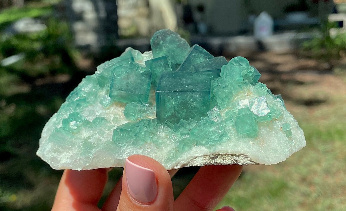 Fluorite, Emerald Green Fluorite Crystals On Matrix From