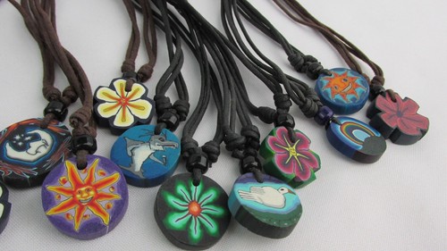 Wholsale Lot of 20 FIMO Clay Disc Adjustable Necklaces - Picture 3 of 3