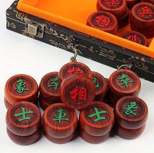 Traditional Chinese Chess Set Wooden Chess Board Game Xiangqi with PU Chessboard - Picture 13 of 17