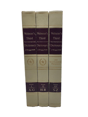 Websters Third New International Dictionary Seven Language 1966 3 Volume Set VTG