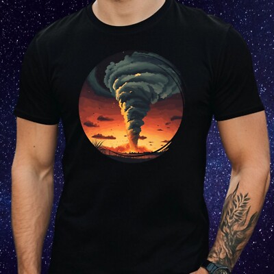 T-Shirt Herren Tornado Motiv Baumwolle Größe S bis 5XL