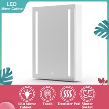 Bathroom Cabinet with mirror Led Lighted Shaver Socket Wall Hung Demister Pad