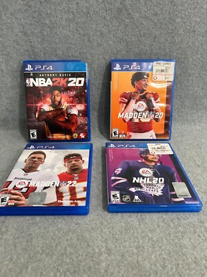 Lot of 4 PS 4 Games NBA 2K20, Madden 22, NHL20, Madden 20