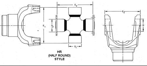 5-676X Dana Spicer 1810 Series U-Joint Half Round Yoke W/Hardware - Picture 3 of 3