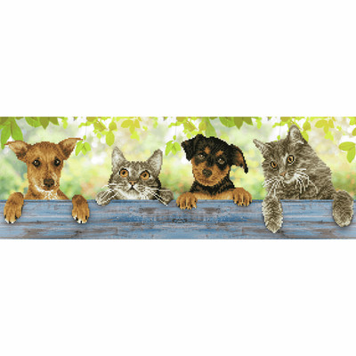 Diamond Dotz - Diamond Painting Set - Hang-in-There Hunde Katzen Zaun