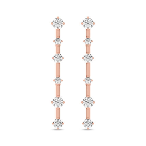 14k Rose Gold 0.5Ct TDW Lab Created Diamond Bar Drop Earrings for Women - Picture 3 of 4