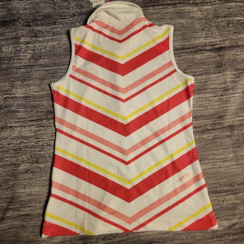 Garb Golf Polo Shirt Sleeveless Striped Athletic Top White Pink Girls Medium - Picture 10 of 10
