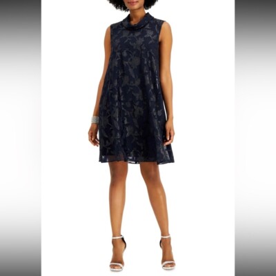 Women’s Formal Dress Size 8, 16 CONNECTED APPAREL Navy Cocktail Shift Dress  NEW