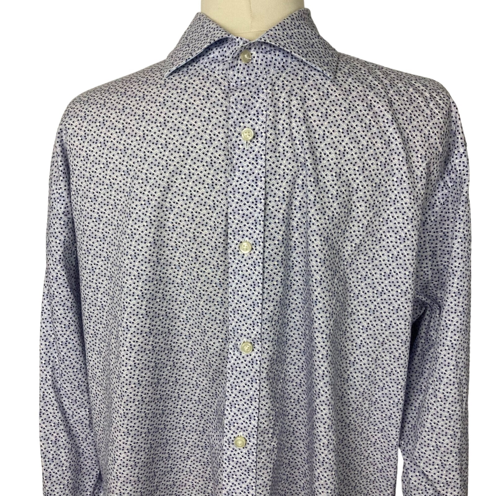 Thomas Dean Geometric Pattern Button Front Shirt … - image 1
