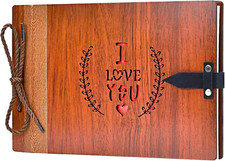 Wooden Photo Album Scrapbook DIY Photo Book Wedding Guest-Book 80 Pages Travel M