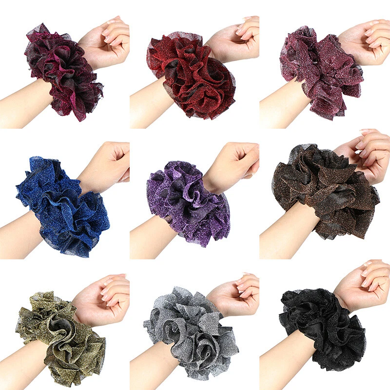 Volumising Scrunchie Gold Velvet Big Hair Band Tie Bun Hijab Scarf Volumizer~↗ - Image 4 of 4