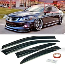 Fit 08-12 Honda Accord JDM Wavy Mugen Style 4 Pcs Tinted Window Visor Guard Vent