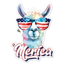 Merica Llama USA Flag, Vinyl Decal Sticker, Indoor Outdoor, 3 Sizes, #9147