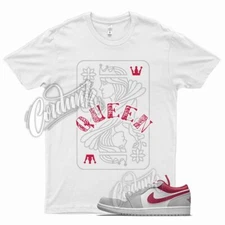 White QUEEN T Shirt for Air J1 1 Low SE Light Smoke Grey Gym Red 