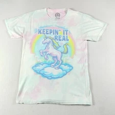 ODM T Shirt Womens Size S Pastel Whimsical Unicorn Graphic Tie Dye Short Sleeve