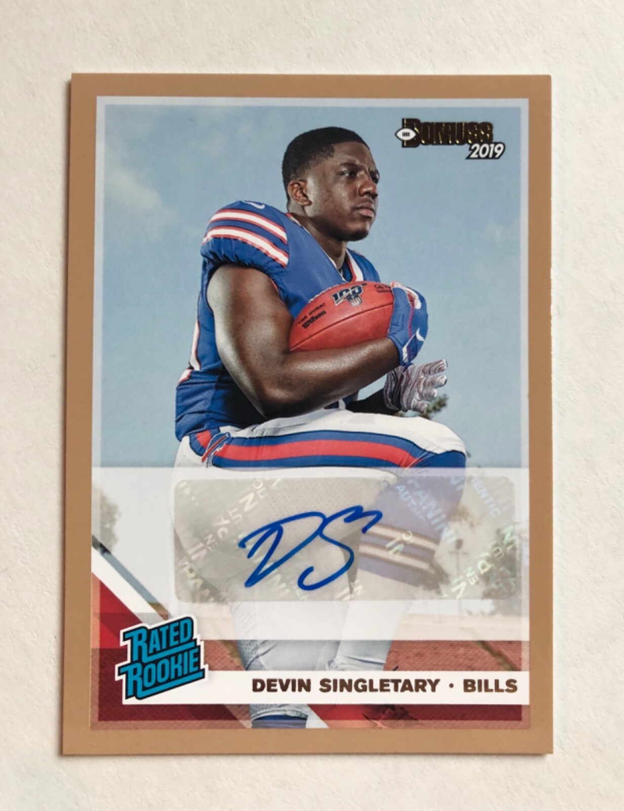 DEVIN SINGLETARY 2019 DONRUSS RATED ROOKIE RC BRONZE SP AUTO #328 BUFFALO BILLS!