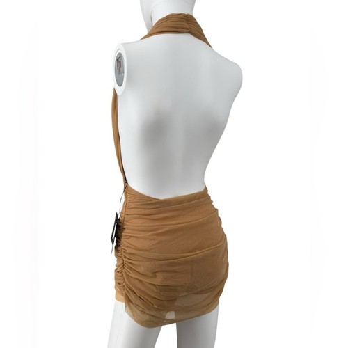 Norma Kamali Swimsuit Halter Bill in Camel Mesh Size Medium New with Tags! - Picture 2 of 7
