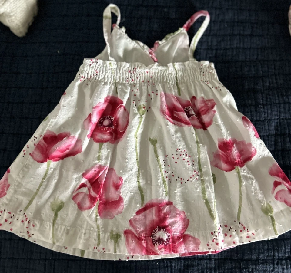 Vestido Penelope Mack Niñas Pequeñas Talla 18 Mos Amapola Floral Forrado Punteado Suizo Foto 2 de 3