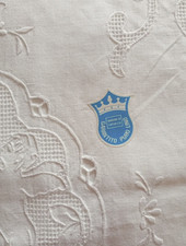 Coperta puro lino vintage matrimoniale ricamo a mano