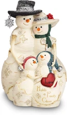 Birchheart 5-Inch Tall Snowman Family, Reads Love Holds a Family Close, White
