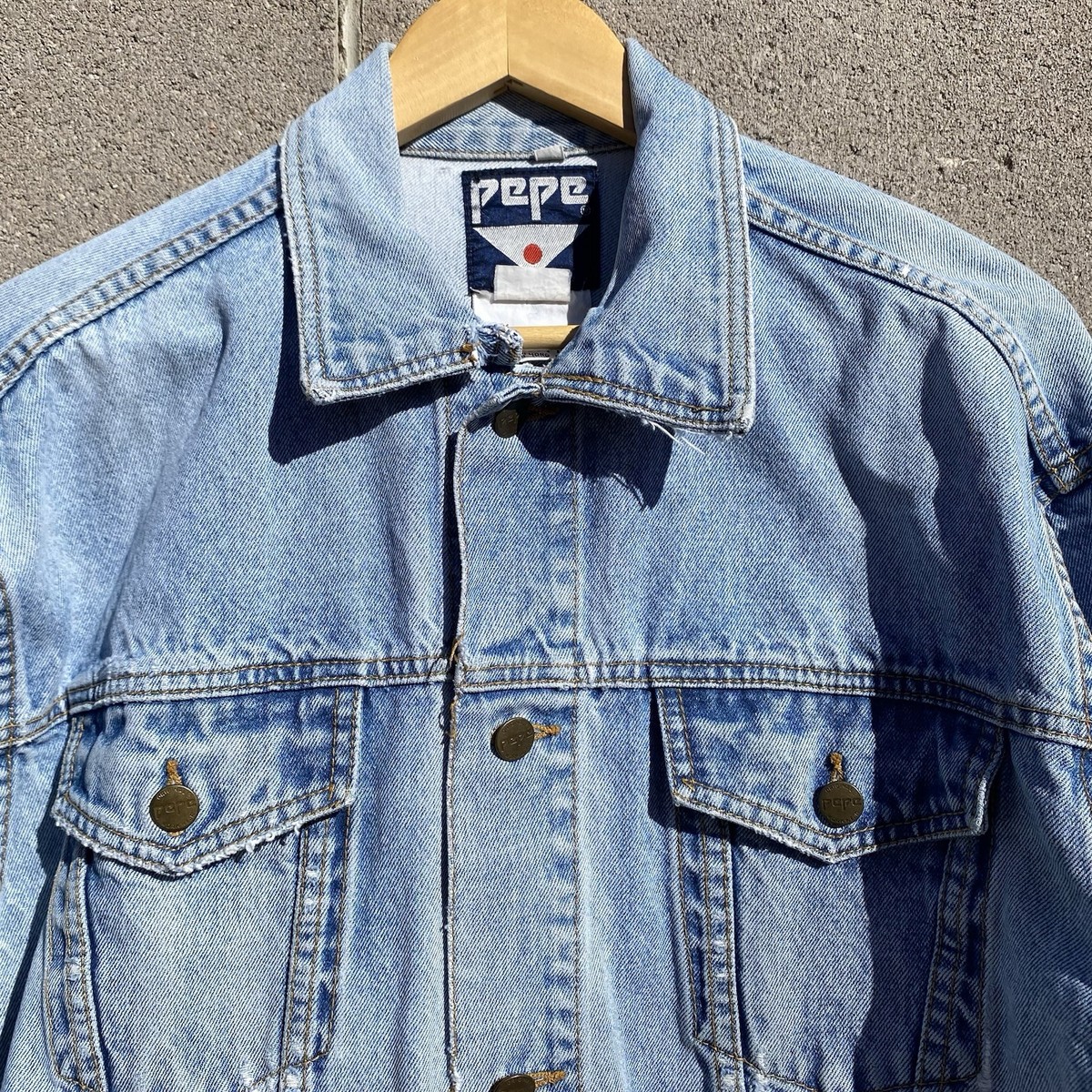 Vintage PEPE 80s Blue Jean Trucker Jacket Faded Denim Wash 
