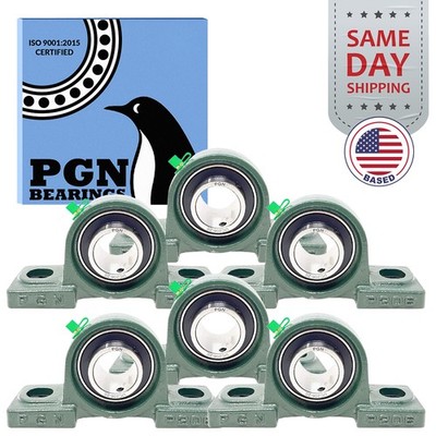 (6) UCP206-20 Solid Base Pillow Block Bearing 1-1/4'' Bore Self Aligning