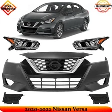Front Bumper Cover Fascia & Grille Assembly Kit For 2020-2022 Nissan Versa