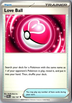 does loves sell pokemon cards Love Ball 156/167 Uncommon Twilight Masquerade Lightly Played Pokemon Card