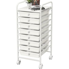 8 Drawers Rolling Utility Cart Art Craft Storage, White