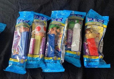 Unopened PEZ dispensers themed after Nintendo's Super Mario 5 In Total