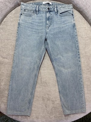 Calvin Klein Jeans Mens 34x30 Light Wash Blue Slim Straight Fit Denim Jeans
