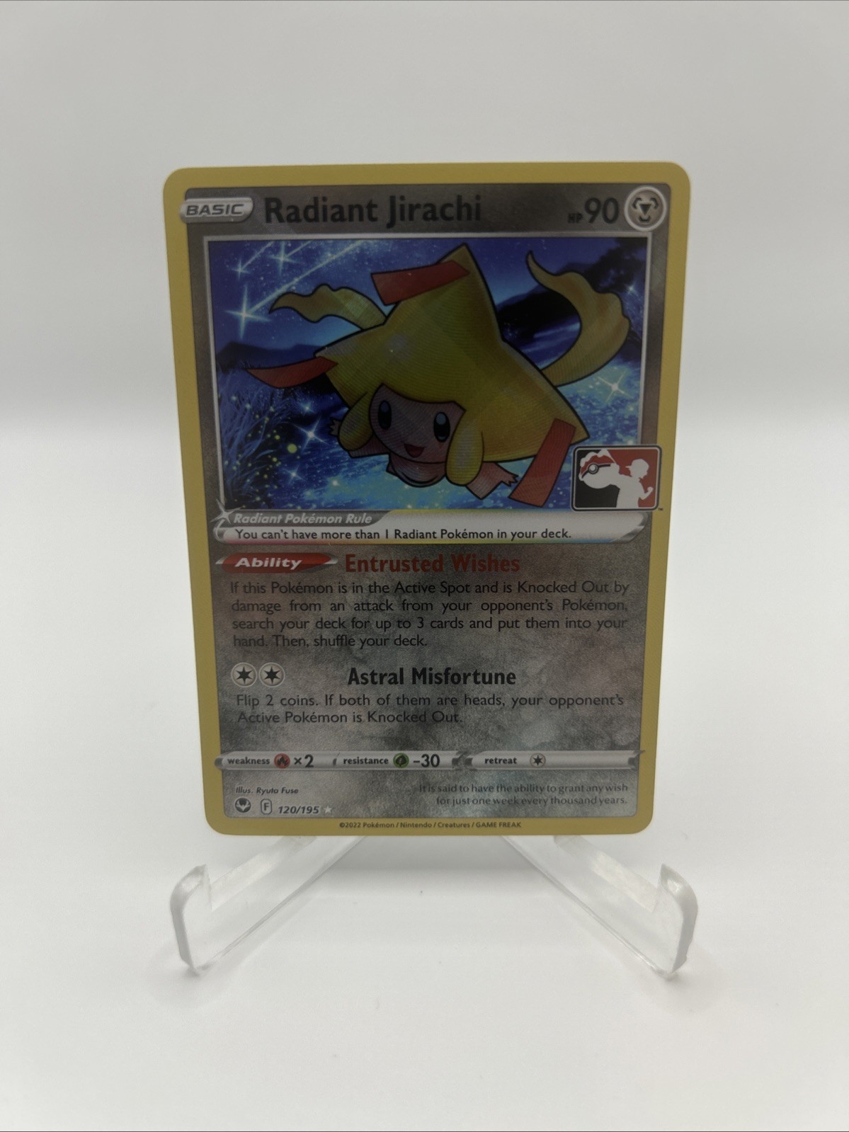 120/195 Radiant Jirachi Prize Pack Series Pokemon TCG Stamped League Play Card