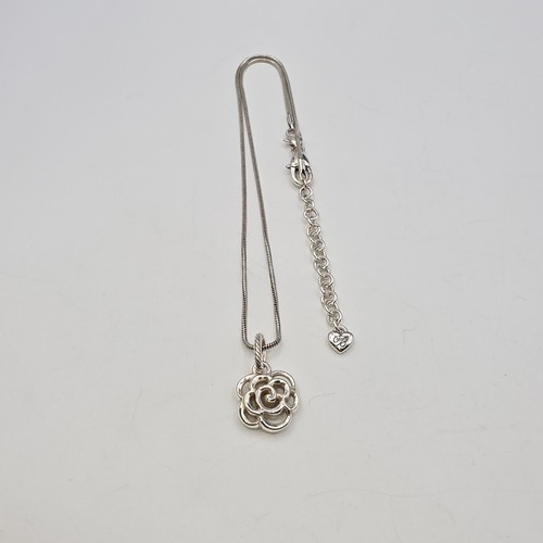 Collar Colgante Rosa Brighton Tono Plata Serpiente Cadena 18" - Imagen 5 de 8