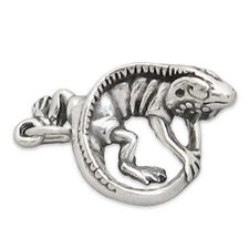 Heavy Iguana Bearded Dragon Lizard 3D 925 Solid Sterling Silver Charm Pendant