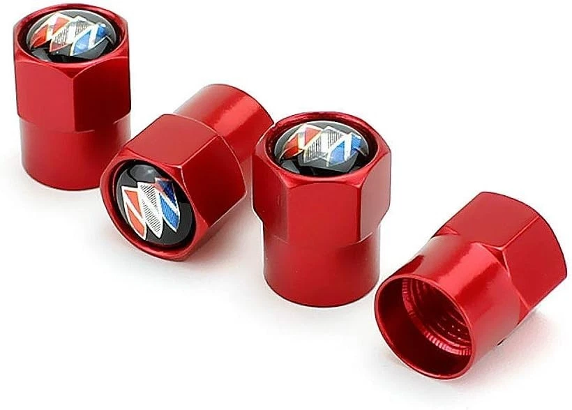 Compatible con Buick Juego de 4 Tapas de Vástago de Válvula de Neumático Rojo Aluminio Anodizado Foto 3 de 4