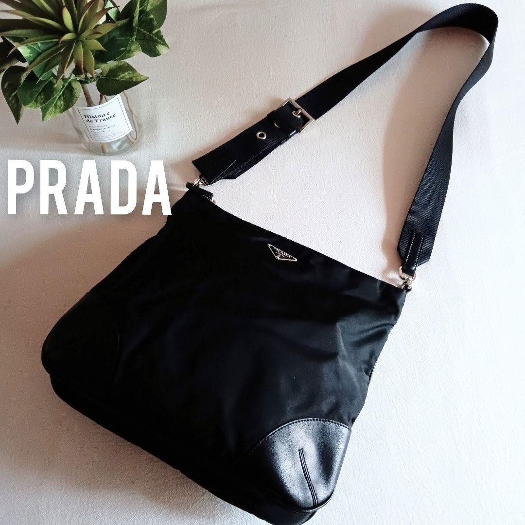 Prada Nylon & Leather Shoulder Bag Pouch Unisex Designer Crossbody Travel