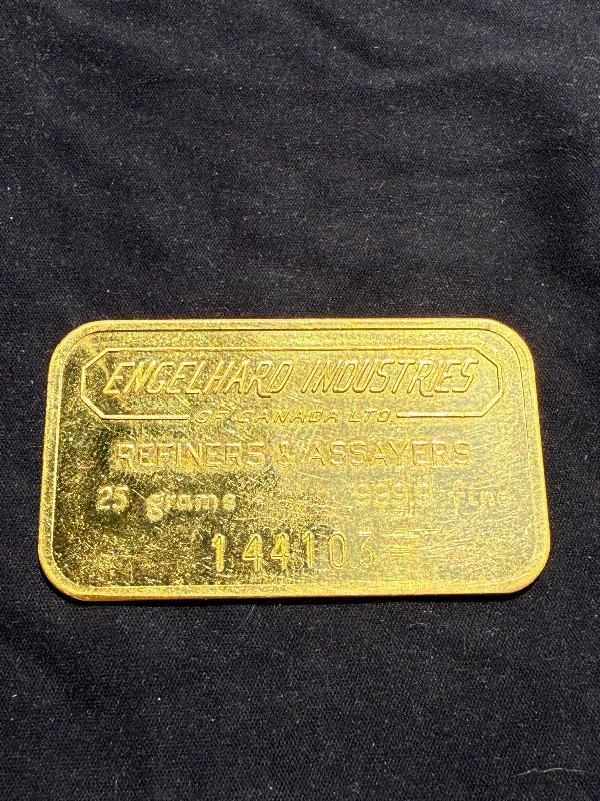 Vintage Engelhard Industries Canada * 25 Grams .9999 Gold Bar * Ultra Rare *